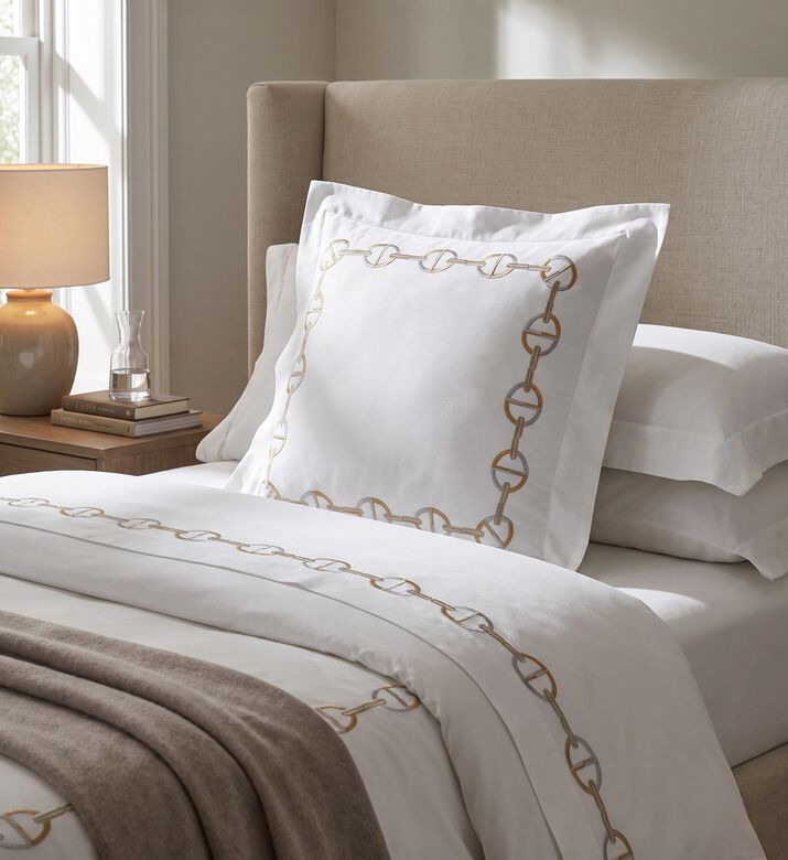 Dea Chain Cotton Embroidered Euro Sham, Packshot View