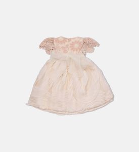 فستان بأكمام قصيرة مطرز بأزهار