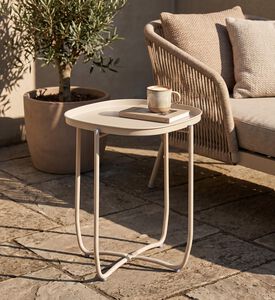 Home Deco and More Qingdai Metallic Round-shape Side Table, Off-white, Packshot View