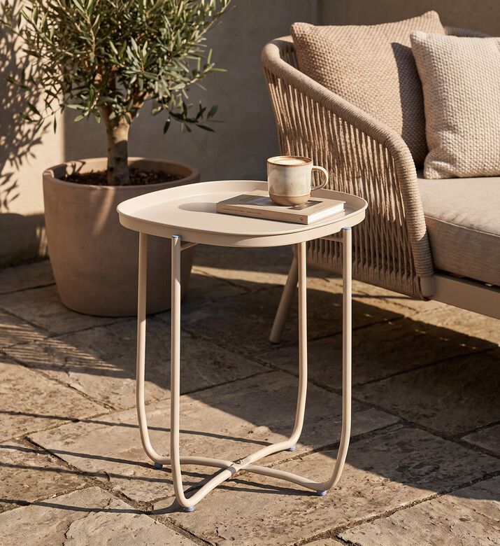 Home Deco and More Qingdai Metallic Round-shape Side Table, Off-white, Packshot View