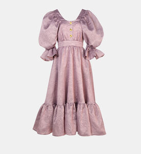 فستان متوسط الطول واسع مطرز