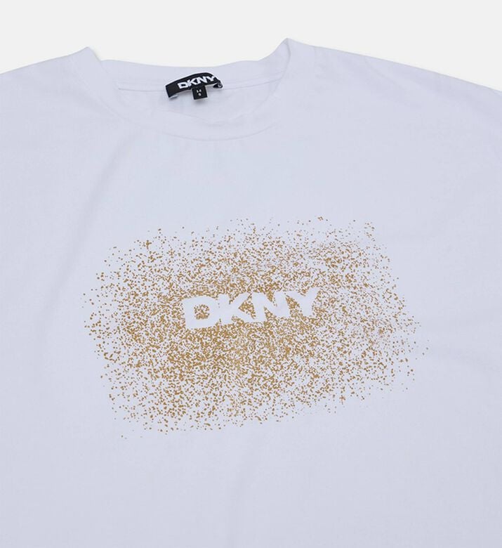 DKNY Embellished Logo-print Organic Short-sleeve T-shirt, White, 14y, Packshot View
