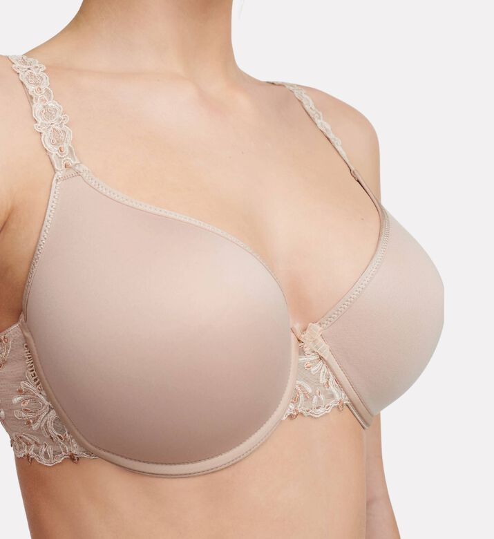 Chantelle Seamless Embroidered Floral Bra, Beige, 100, B, Model View