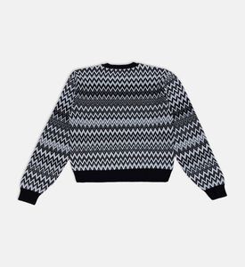 Knit All-over Print Long-sleeve Sweater