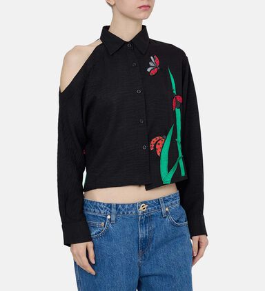 Linen Lady Bug-embroidery Shirt