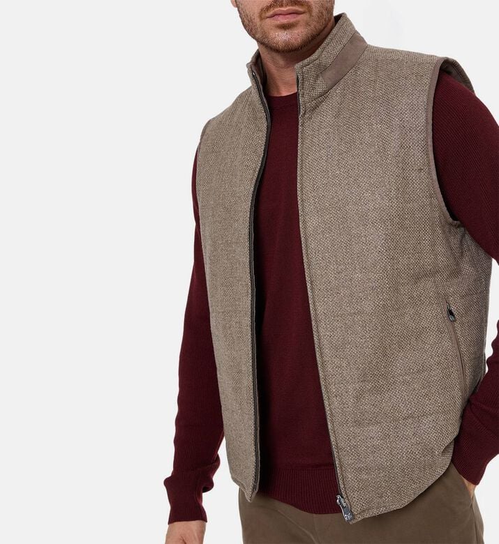 Corneliani Zip Fastening Sleeveless Vest, Model View Corneliani Zip Fastening Sleeveless Vest, Model View