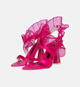 Amba Mesh Ruffle Embellished Heels