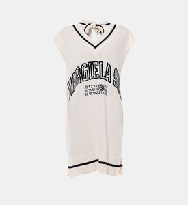 فستان قصير بدون أكمام بطبعة شعار العلامة