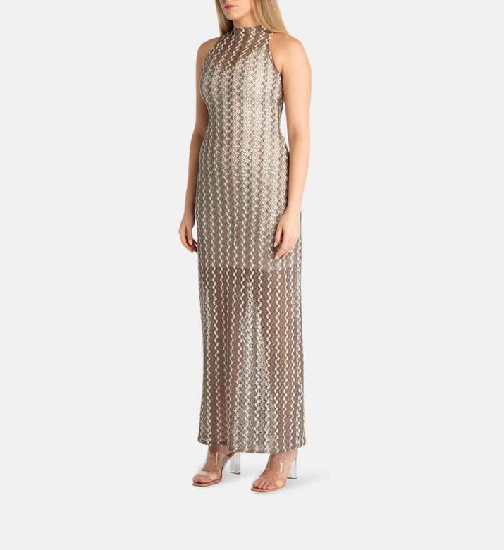 فستان ماكسي إيفي بلا أكمام بياقة عالية