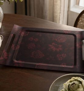 Jacquard Floral Motif Slim Tray, Red, 58x42-cm, Model View