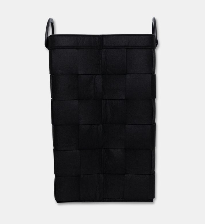 Aquanova Dix Bamboo Handle Laundry Basket, Black, Packshot View