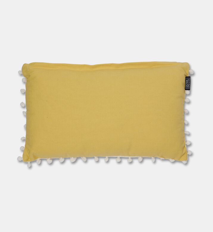 Home Deco and More Camellia Embroidered Filled Cushion, Yellow, Packshot View
