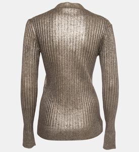 Louis Vuitton Louis Vuitton Gold Rib Knit Coated Wool Cardigan, Packshot View