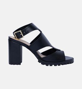 Block Heel Strip Cutout Sandals Block Heel Strip Cutout Sandals
