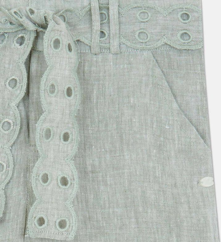 Eyelet Tie-waist Wide-leg Girls Pants