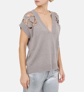 Wool Lace-shoulders V-neck Vest