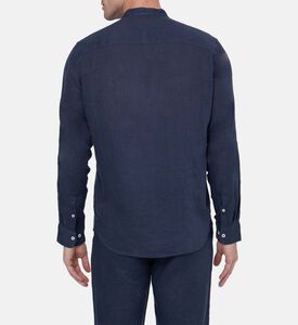 قميص كتان بياقة عالية بصف أزرار