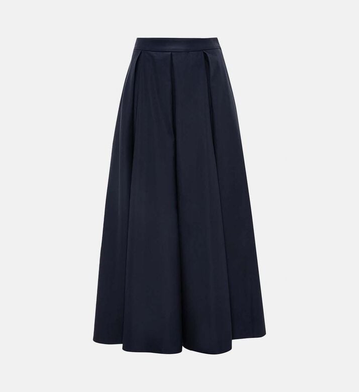 Pleated Twill Maxi Skirt
