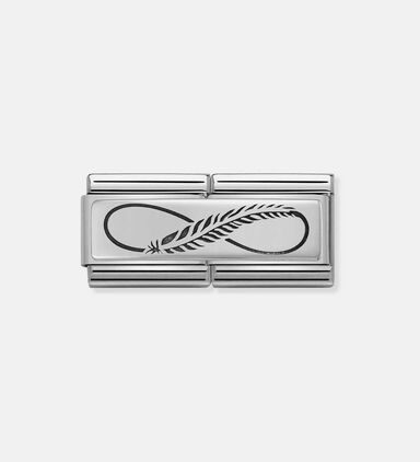 Composable Classic Silver Feather Infinity Double Charm