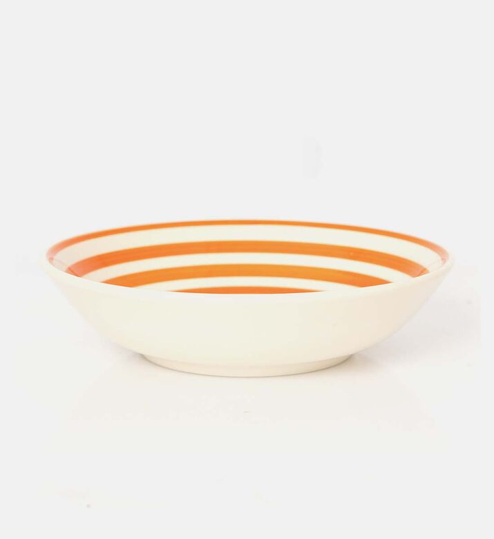 Easy Life Hand-painted Ceramic Soup Plate, Orange, Packshot View