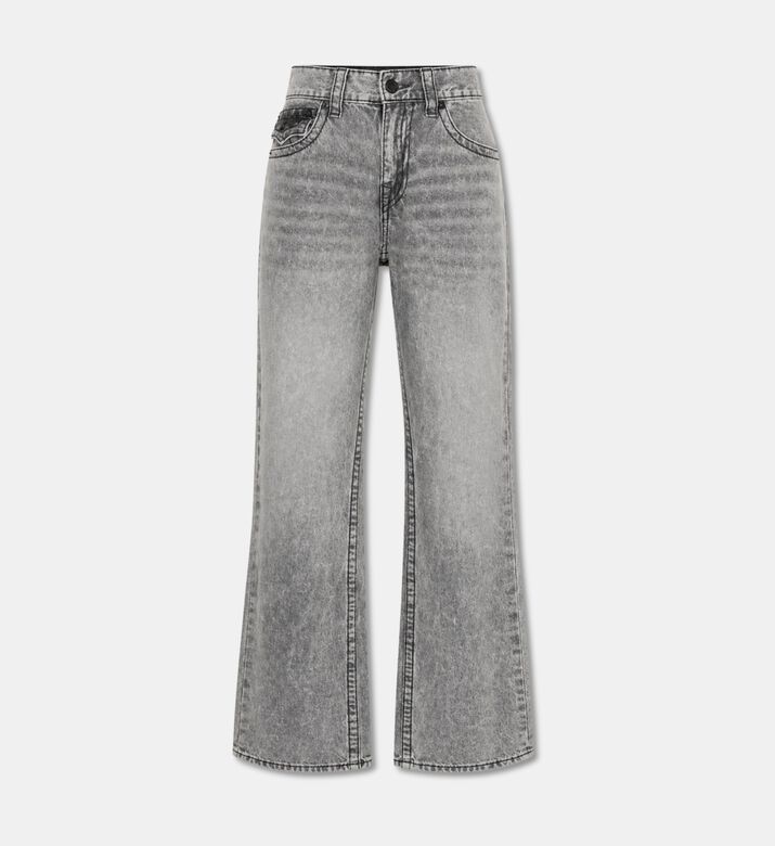 True Religion Contrast Stitching Acid-wash Flared Jeans, Grey, 29, Packshot View