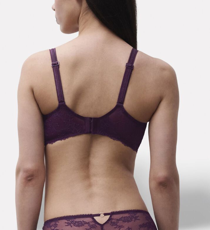 Chantelle Strappy Lace Push-up Bra, Dark-purple, 95, E, Model View