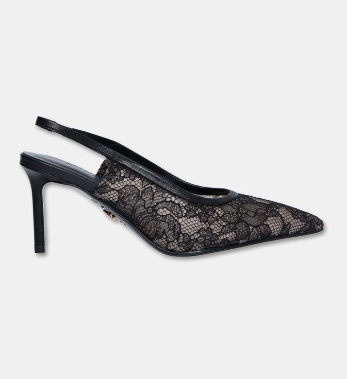 Atana Lace Slingback Slippers, Black, Eu-38, Packshot View