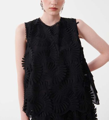 Cotton Embossed Flowers Tank Top
