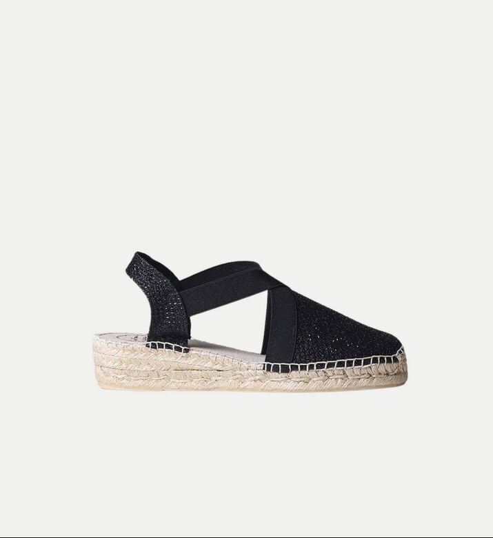 Toni Pons Velino-s Shimmery Cotton Blend Low-wedge Closed-toe Espadrille, Black, Eu-40, Packshot View