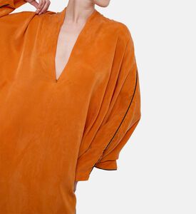 Niluu Front Slit Wide Sleeve Dress, Model View