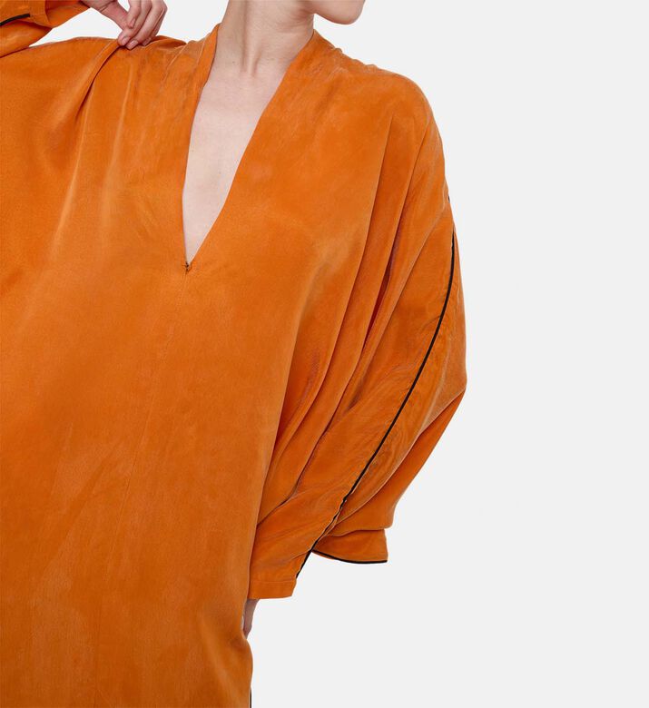 Niluu Front Slit Wide Sleeve Dress, Model View