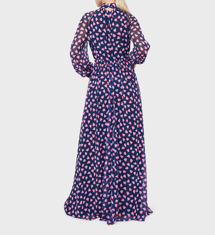 Tulle Heart-print Maxi Dress