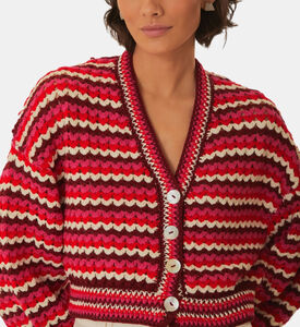 كارديغان كروشيه مخطط بألوان