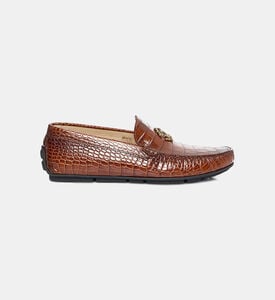 Croc Embossed Leather Loafers Croc Embossed Leather Loafers