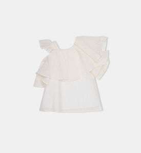 بلوزة بأكمام منفوشة غير متماثلة