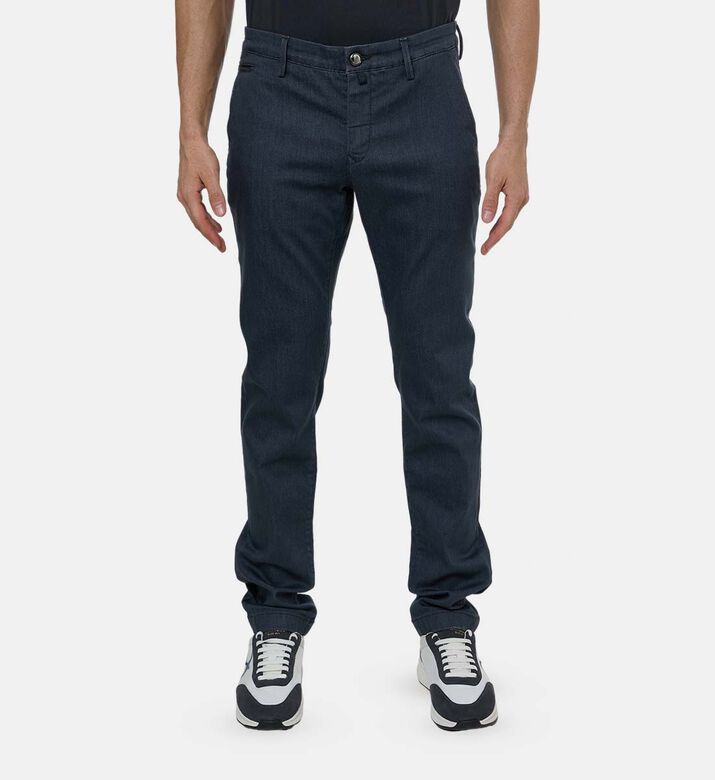 Side Pockets Button Zip-fly Closure Straight Trousers