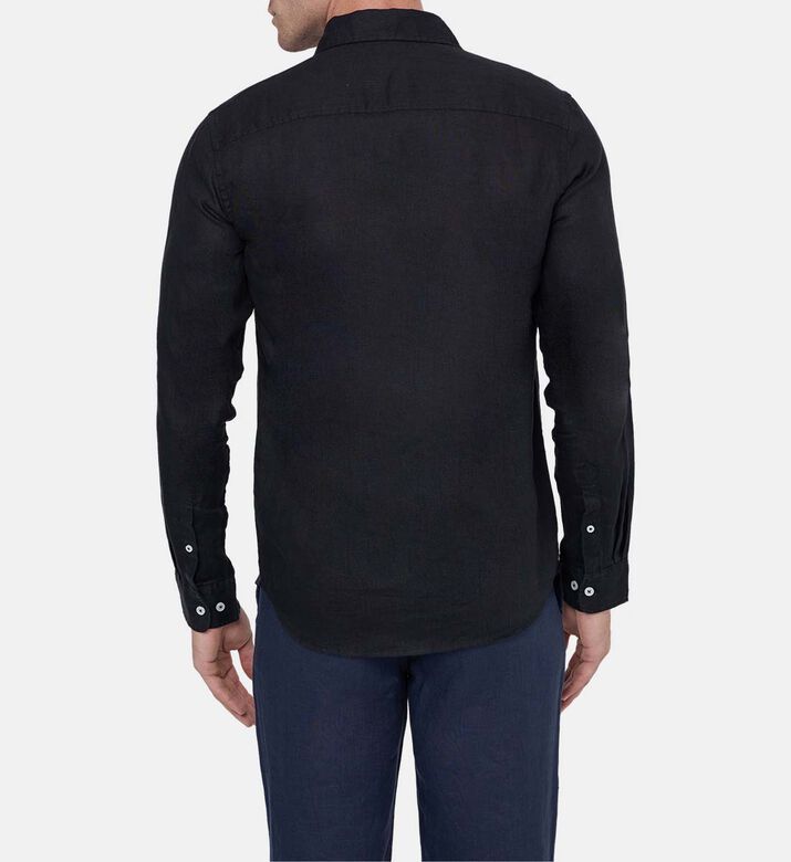 قميص كتان كلاسيكي بياقة بصف أزرار