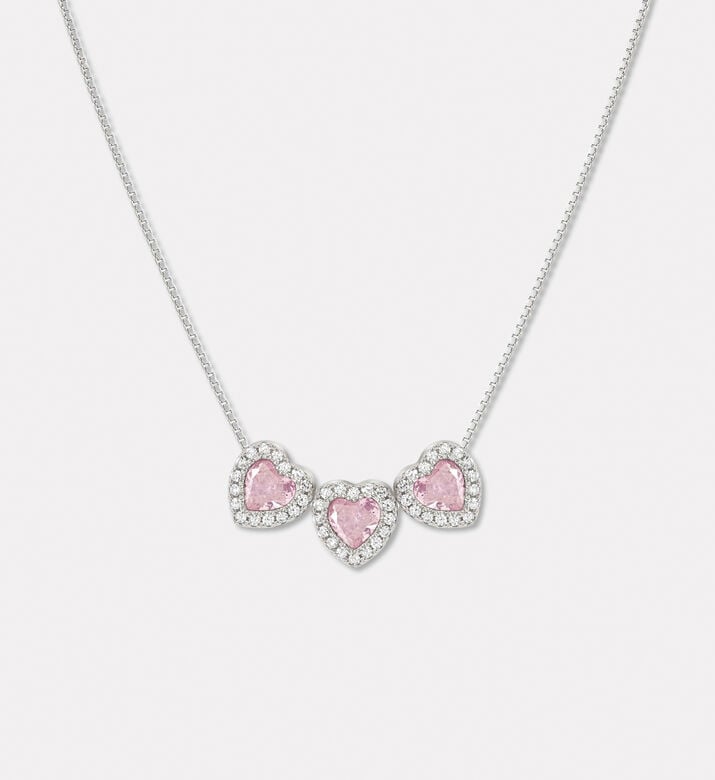 Nomination Light Pink Heart-shaped Stones Silver-tone Necklace, Packshot View