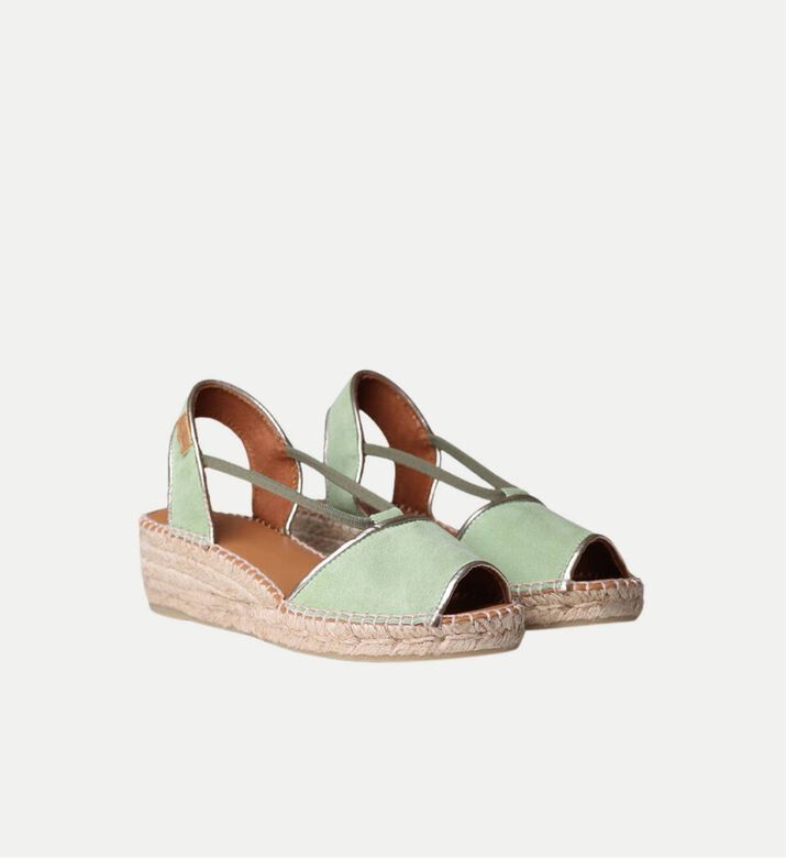 Bilda Suede Leather Mid-wedge Open-toe Espadrille