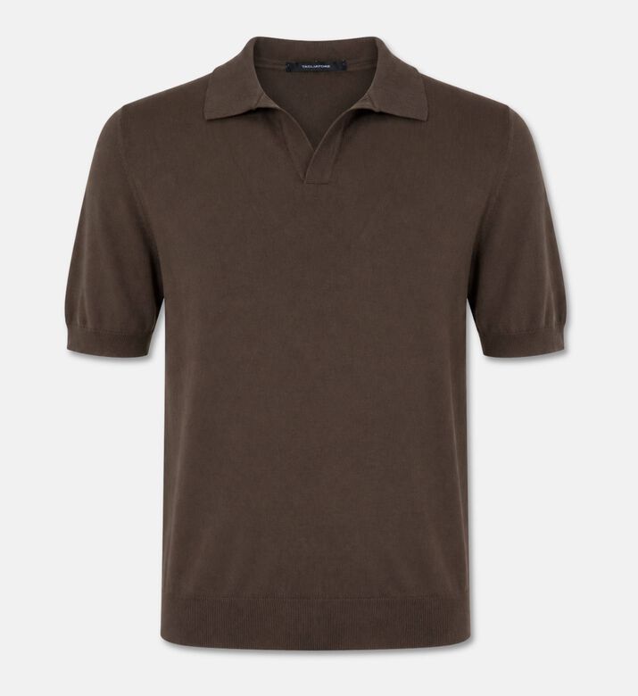 Tagliatore Cotton Short-sleeve Polo Shirt, Taupe, 50, Packshot View