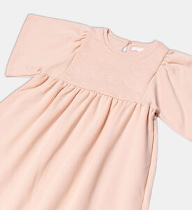 Fleece Cotton Floral-embroidery Dress