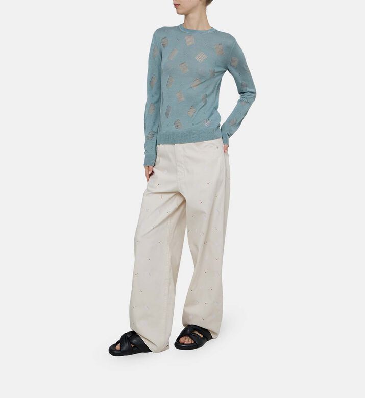 Smock Crewneck Perforated Sweater