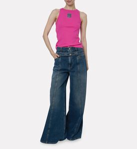 Closed Double-waistband Wide-leg Jeans, Dark-blue, 27, Model View