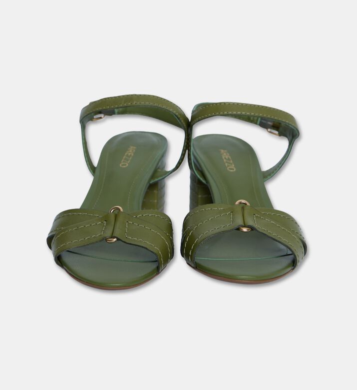 Arezzo Leather Mid-heel Sandals, Green, Eu-40, Packshot View