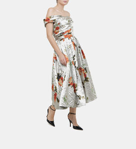 Floral-print Off-shoulder Midi Dress