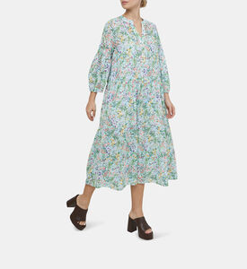 Floral-print Puffy Sleeve Midi Dress Floral-print Puffy Sleeve Midi Dress