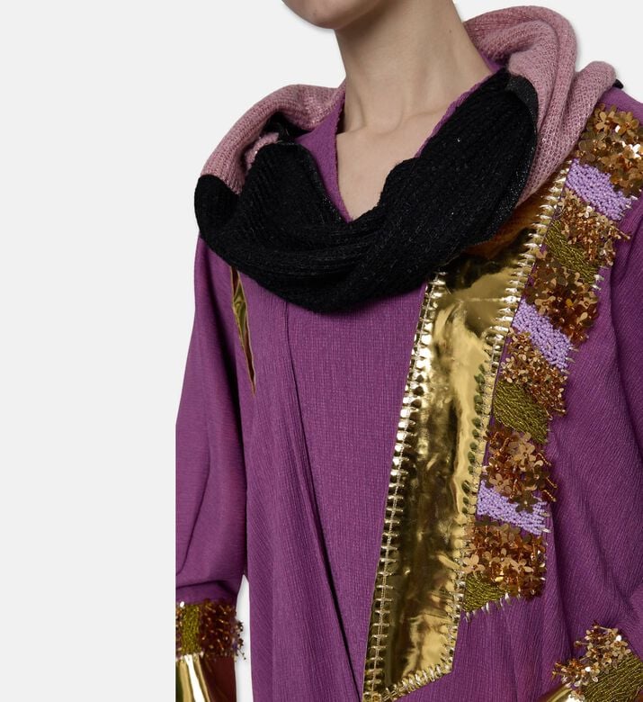 Dalia Al Azem Metallic Paneling Sequined Abaya, Model View