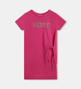 فستان قطن عضوي مرصع بعقدة