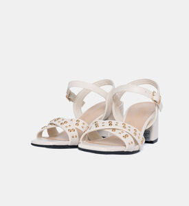 Leather Studded Heeled Sandals