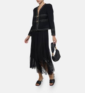 Edward Achour Paris Floral-embroidery Flared Skirt, Model View